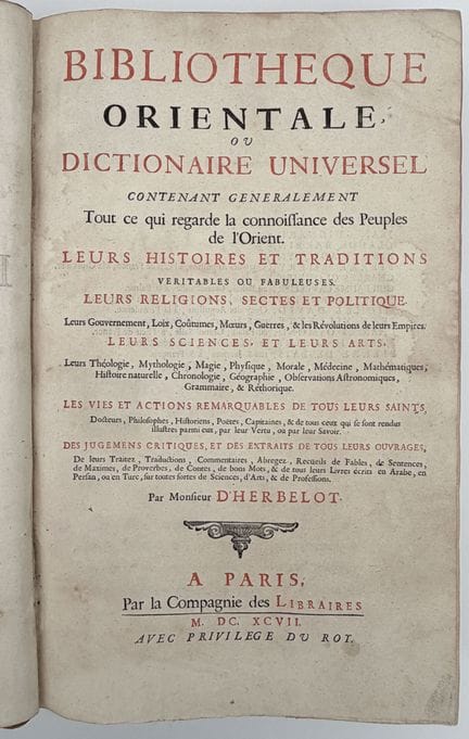 HERBELOT DE MOLAINVILLE (Barthélemy d'). BIBLIOTHÈ