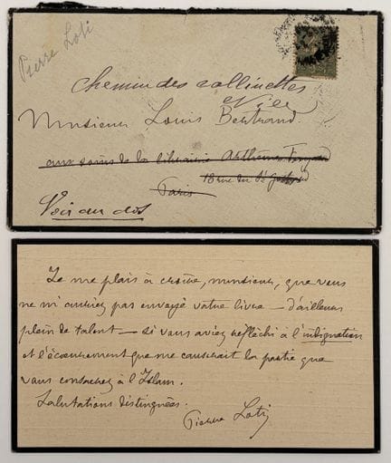 [AUTOGRAPH]. LOTI (Pierre, pseudonym of Julien Via