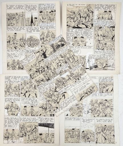 [COMIC STRIP]. LE RALLIC (Étienne). SET OF 5 ORIGI