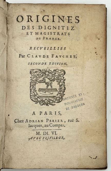 [GENEALOGY]. FAUCHET (Claude). ORIGINS OF THE NOBI