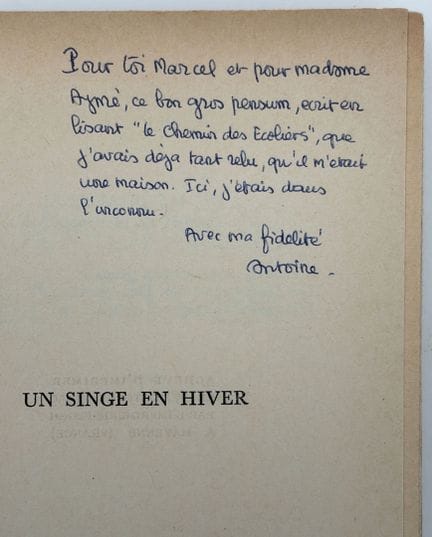 BLONDIN (Antoine). A MONKEY IN WINTER. Paris: La T