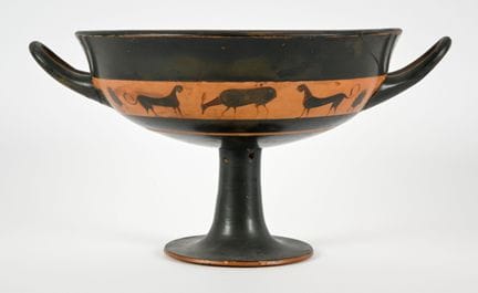 Vaso a fascia con figure nere, nello stile del “Pi