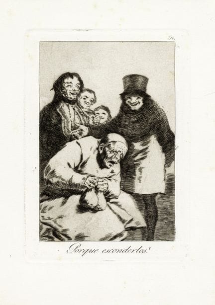 弗朗西斯科·戈雅·伊·卢西恩特斯，《何必隐藏它们？》1799年 [第五版，1881-1886年]。蚀