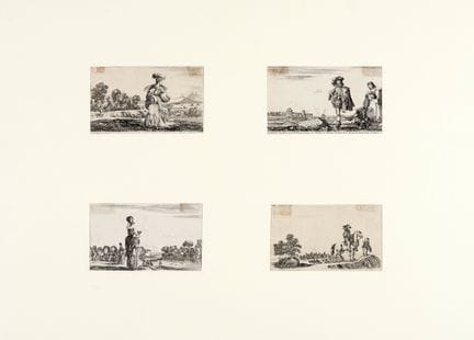 斯特凡诺·德拉·贝拉，《各类人物与风景》。1649年。蚀刻版画。90/97×155/168毫米。德·