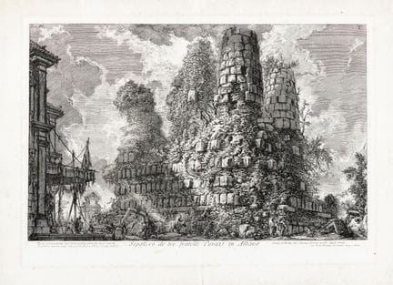 乔瓦尼·巴蒂斯塔·皮拉内西，《阿尔巴诺的库拉齐三兄弟墓》。1756年 [1784年]。蚀刻版画。39