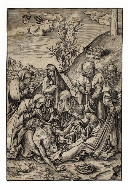卢卡斯·克拉纳赫（老），《哀悼》。1509年。木刻版画。248×167毫米。巴特施，XI，18。霍尔