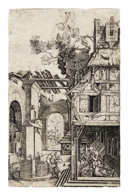 贝内代托·蒙塔尼亚，《耶稣诞生》。1504-1520年。铜版画。185×116毫米。巴特施，第七卷，