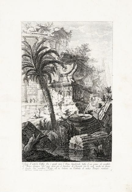 乔瓦尼·巴蒂斯塔·皮拉内西，《古代建筑遗迹》，其中包括马可·阿格里帕那座由整块斑岩制成的葬礼骨灰瓮，