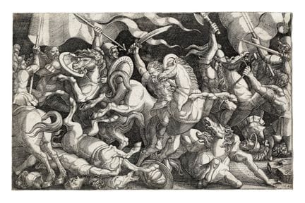 汉斯·塞巴尔德·劳滕萨克，《战斗场景》。1546年。铜版画。202×316毫米。 巴特施（Barts