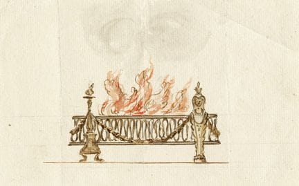 路易吉·瓦拉迪耶，防火墙设计图。约1760-1780年。钢笔与棕色墨水、毛笔与彩色水彩。细黑铅笔勾线