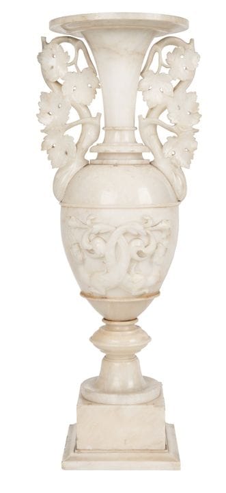 Italy, 19th century, Pair of alabaster amphora vas
