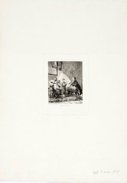 莫塞·比安基，一套5幅版画。约1890年。1) 《唱诗班男孩（在意大利）》。水彩蚀刻版画，印于带水印