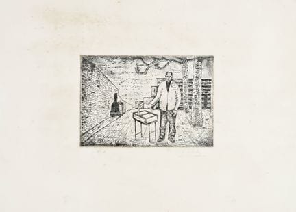 朱塞佩·维维亚尼，《薄荷商》。1937年。蚀刻版画。205×297毫米。画纸尺寸：500×700毫米