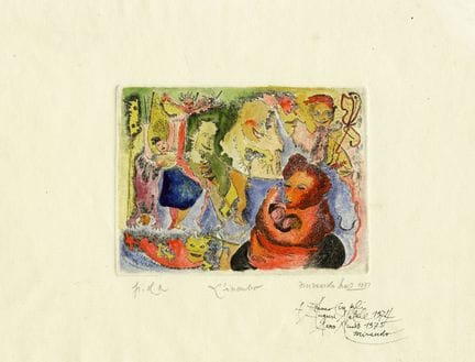 米兰多·哈兹，由3幅版画组成的系列。1971-78年。1) 《噩梦》。1973年。水彩蚀刻版画。12