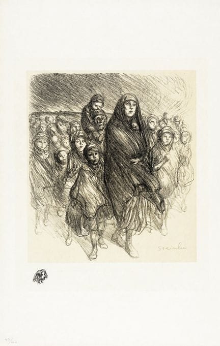 泰奥菲尔·亚历山大·斯坦伦，《出埃及记》系列中的3幅版画合集。1914-15年。3幅纸本石版画合集。