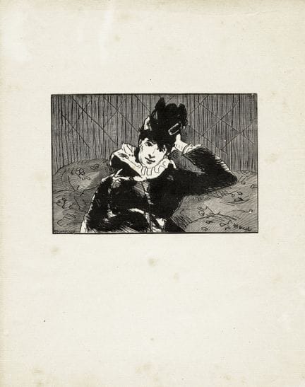 爱德华·马奈，《巴黎女子》。1874-1910年。木版画，印于带有“六叶塔”水印的纹理纸上。100×