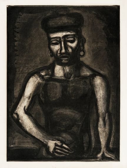 乔治·鲁奥，《让-弗朗索瓦唱着“哈利路亚”》。1923年。水银蚀刻与滚轮印制。585×425毫米。纸