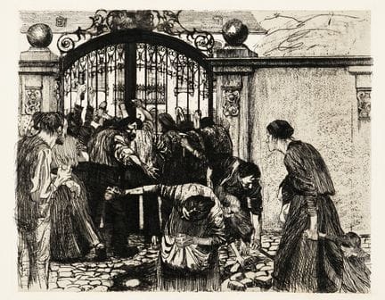 凯特·柯尔维茨，《风暴》（Sturm），1897年后。蚀刻版画。225×285毫米。纸张尺寸：246