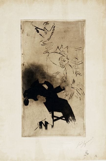 路易·勒格兰，由3幅版画组成的套版。1894年。1) 《神圣之言》。1894年。蚀刻与水彩蚀刻。59