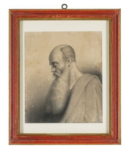 桑特·马特乌奇，《一位老人的肖像》。1847年。纸本铅笔画。200×195毫米。画纸尺寸：275×2