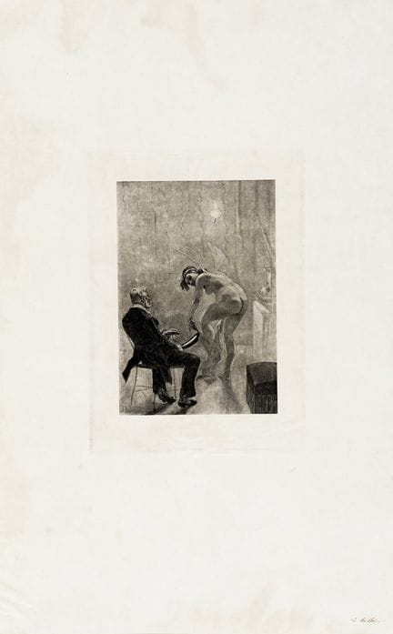 费利西安·罗普斯（Félicien Rops），一套以“女主人”（Maitresse）为主题的4幅版