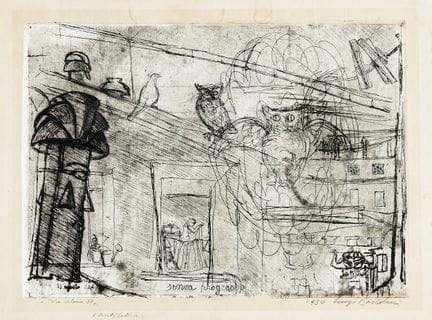 路易吉·巴托利尼，奥斯拉维亚街37号。1949-50年。附纸蚀刻版画。285×395毫米。纸张尺寸：