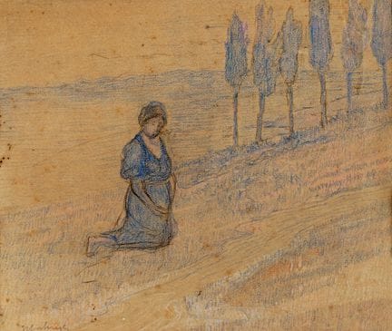 Pastel et fusain sur papier épais couleur tabac. 2