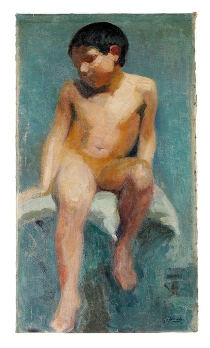 Huile sur toile. 81,5 x 46 cm. Signée « J. Bermude