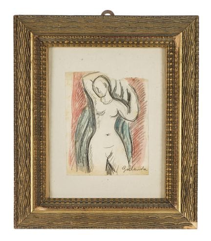 Crayon, pastel, aquarelle et fusain sur papier. En