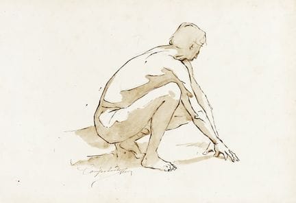 Plumes et encre de Chine brune sur papier. 203/356