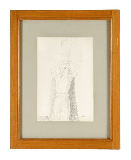 Pencil on paper. 355x245 mm (visible). Signed lowe