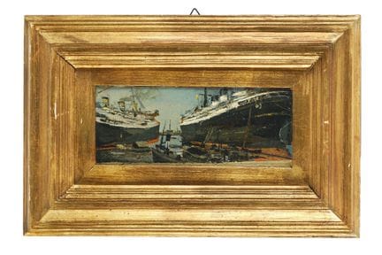 Huile sur carton. 10 x 25 cm. Signée en bas à gauc