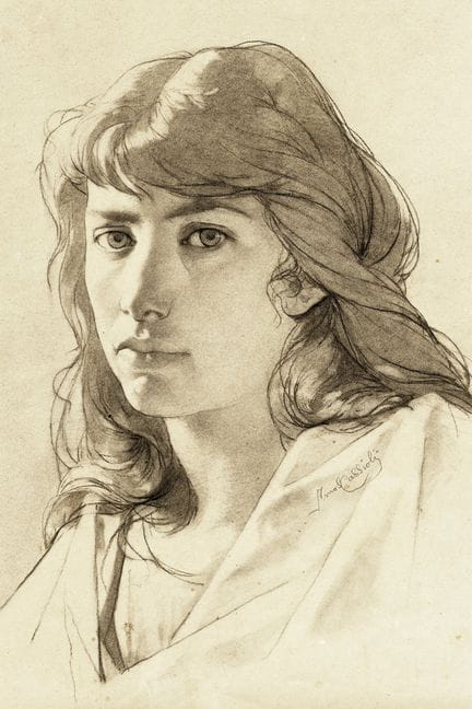 Fusain et aquarelle sur papier brun. 475 x 315 mm.