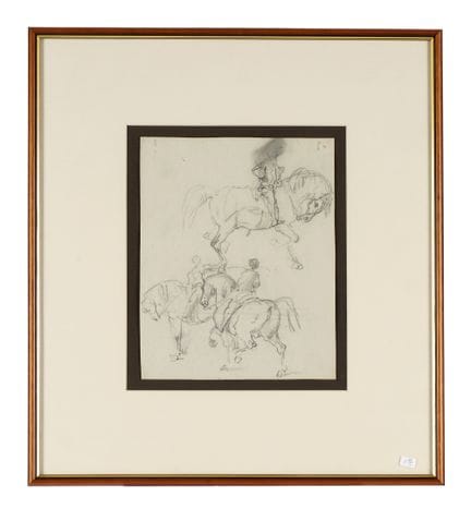 Recueil de 8 dessins au crayon, au pastel rouge et