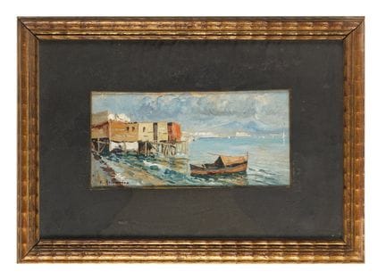 Huile sur carton épais. 14,2 x 30,6 cm. Signée en 