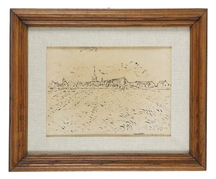 Orfeo Tamburi, Landscape. 1953. Ink on canvas-back