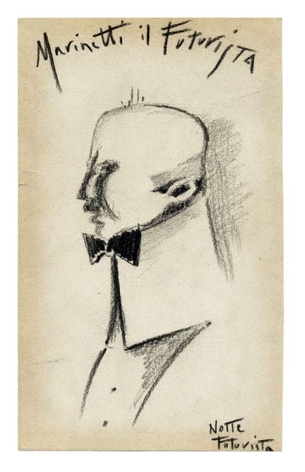 Emilio Notte, Marinetti the Futurist. Charcoal on 