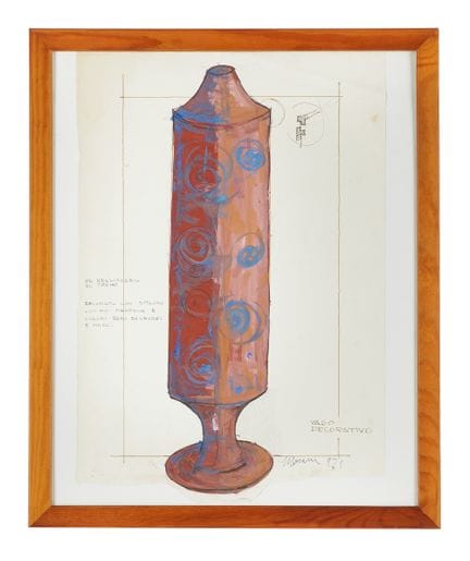 Mattia Moreni, Decorative Vase. Design. 1971. Mixe