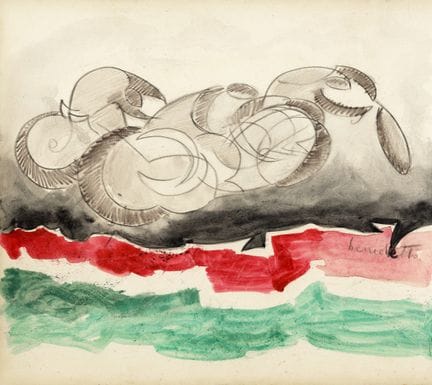 Enzo Benedetto, Futurist Motorcyclists. Watercolor