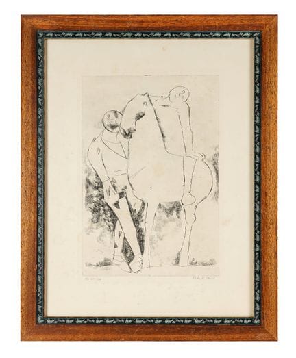 Marino Marini, *Gioco felice*. 1968. Etching. 470x