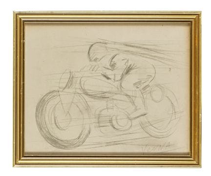 Lucio Venna Landsmann, Motorcyclist. 1930s. Pencil