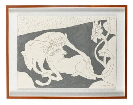 Antonio Manzi, *The Cats*. 1989. Fresco. 60x84 cm.