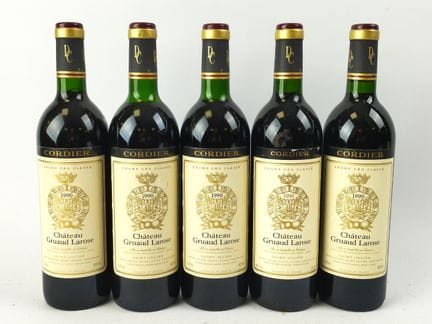 波尔多红葡萄酒，圣朱利安产区，格鲁奥·拉罗什酒庄，1990年，5瓶
