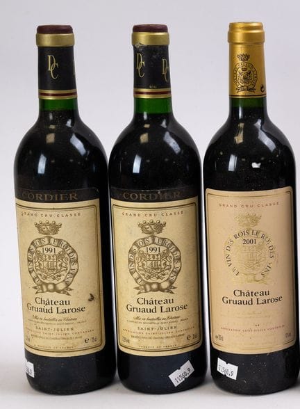 波尔多红葡萄酒，圣朱利安，Château Gruaud Larose，1991 年，2 瓶，2001