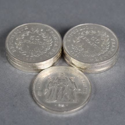 NEUF PIECES de 50 Francs Hercule en argent (6x1974