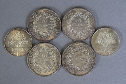 REUNION de QUATRE PIECES de 10 Francs Semeuse en a