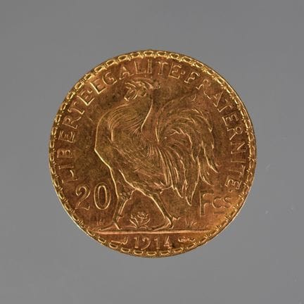 PIECE en or de 20 Francs au coq Chaplain 1914.
Poi