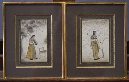 INDIA
Dos miniaturas pintadas y realzadas con oro 