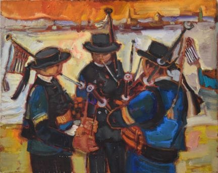 Escuela del siglo XX
«Los gaiteros»
Óleo sobre lie