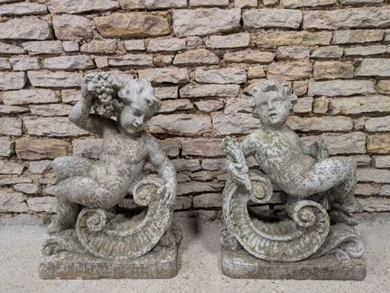 TWO IMPORTANT PARK ORNAMENTS made of reconstituted